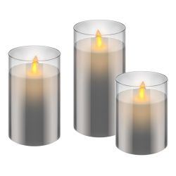 Goobay Set Of 3 Led Real Wax Candles In Glass - Led-lys